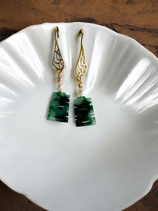 Green Jadeite Xi Earrings