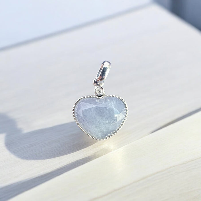 Icy Purple Faceted Heart Jadeite Necklace - 18K White Gold