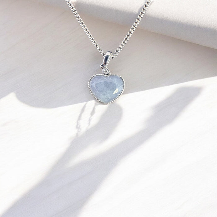 Icy Purple Faceted Heart Jadeite Necklace - 18K White Gold