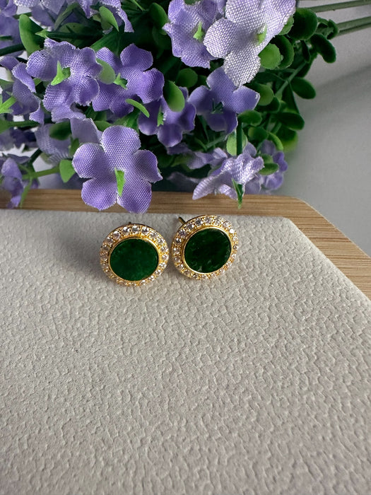 Green Round Jadeite Earring Studs