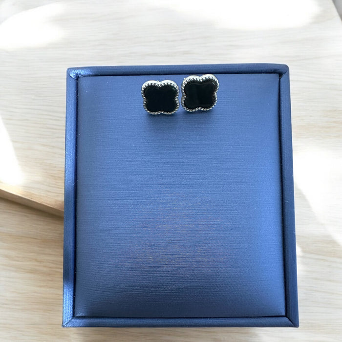 Omphacite Clover Jadeite Earring Studs