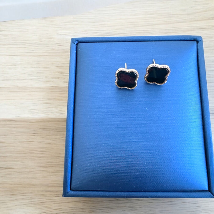 Omphacite Clover Jadeite Earring Studs