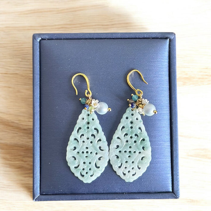 Blue Jadeite Dangle Earring Hooks