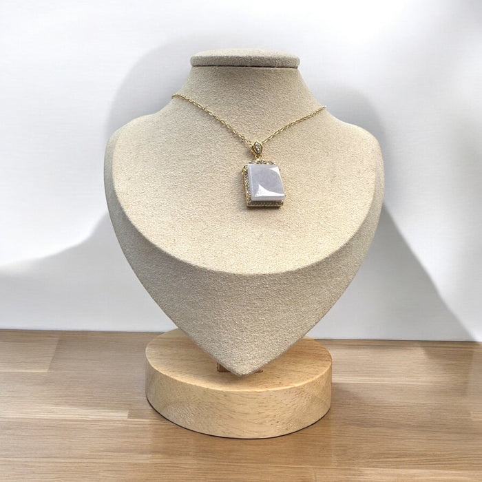Pale Lavender Jadeite Square Pendant