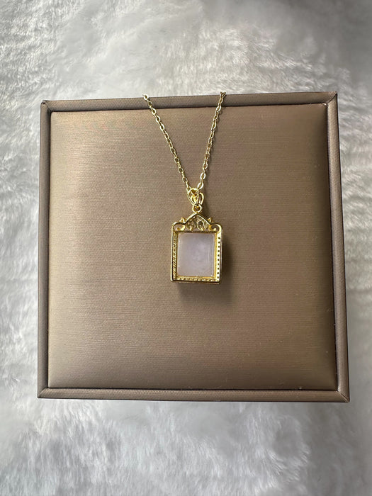 Pale Lavender Jadeite Square Pendant