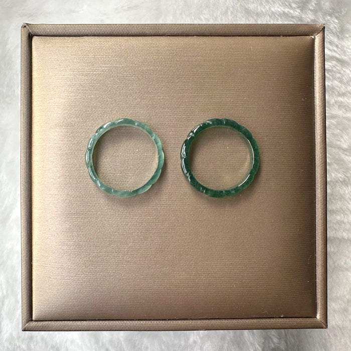 Green / Blue Jadeite Pleated Ring