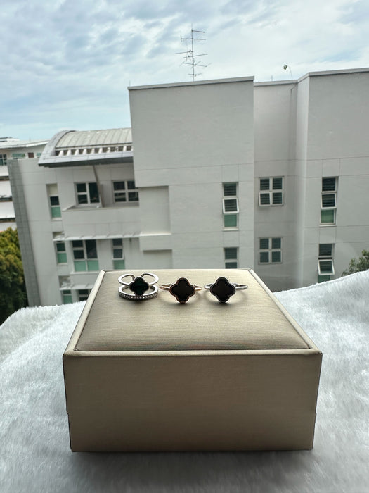 Omphacite Clover Jadeite Ring