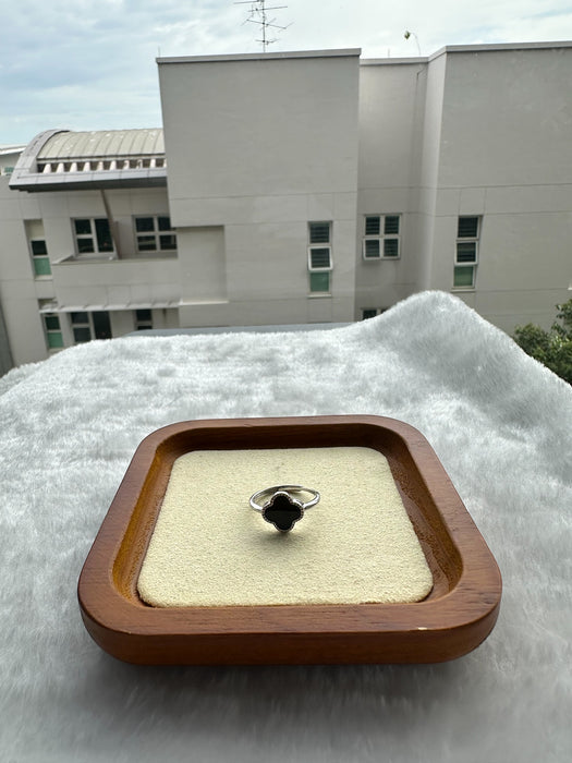 Omphacite Clover Jadeite Ring