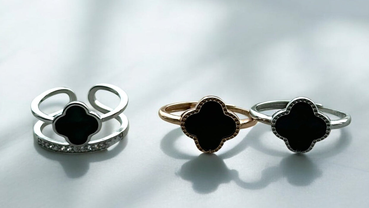 Omphacite Clover Jadeite Ring