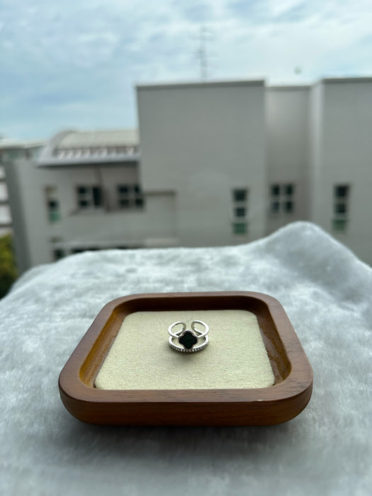 Omphacite Clover Jadeite Ring