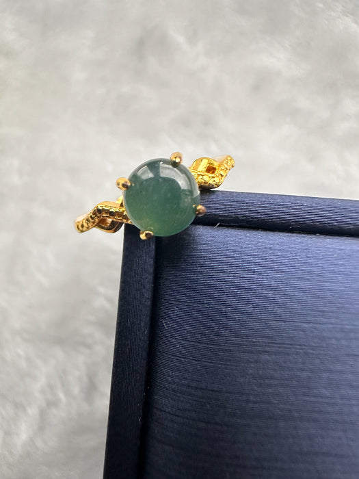 14K Gold Plated Jadeite Ring