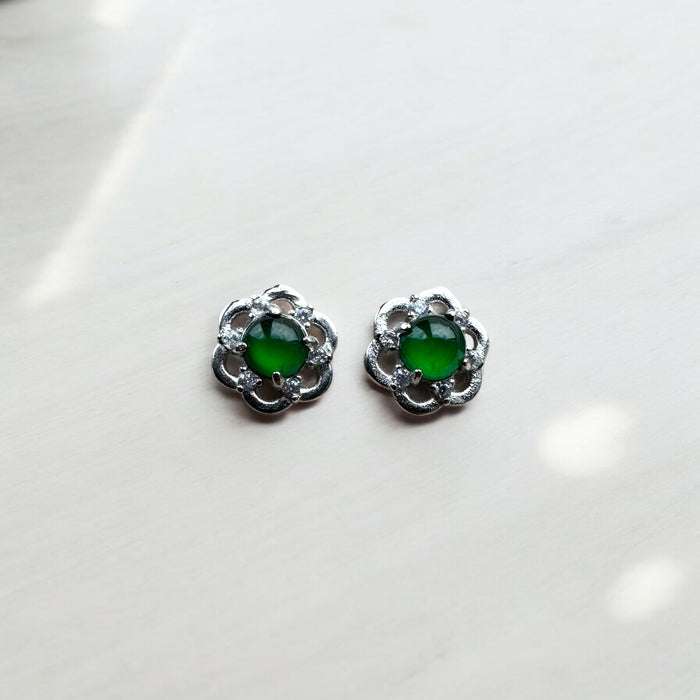 Flower Jadeite Earring Studs