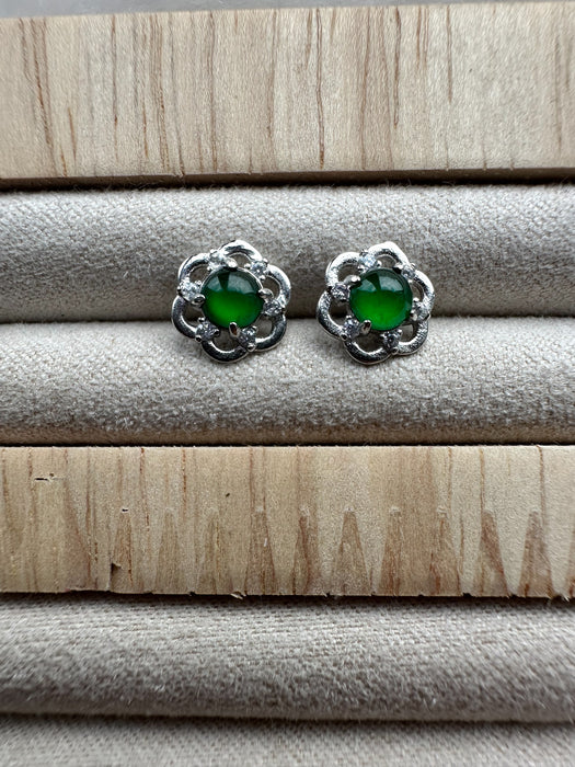 Flower Jadeite Earring Studs
