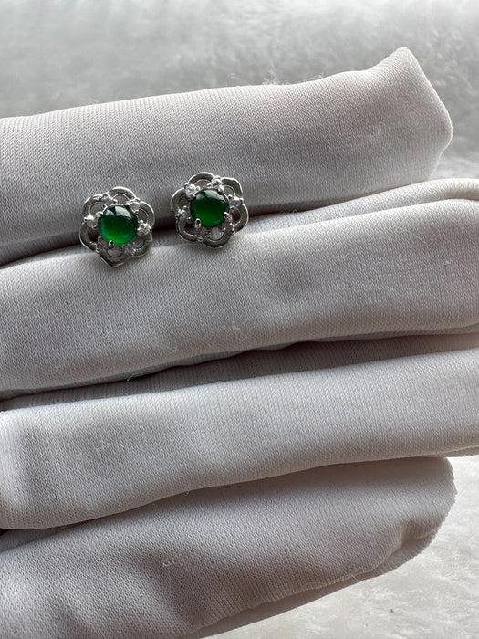 Flower Jadeite Earring Studs