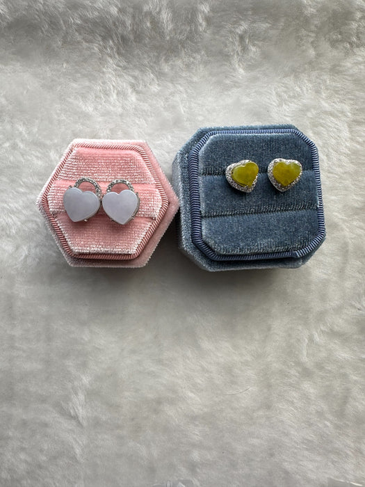 Hearts Jadeite Earring Studs
