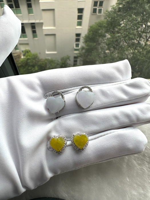 Hearts Jadeite Earring Studs
