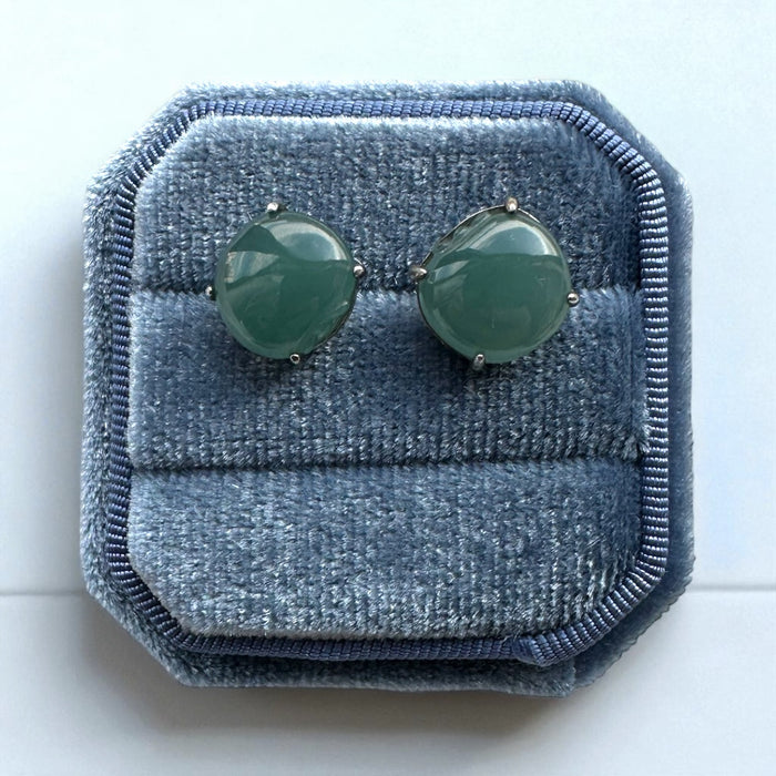 Green Jadeite Cabochon Earring Studs