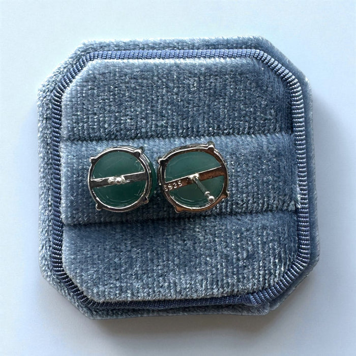 Green Jadeite Cabochon Earring Studs