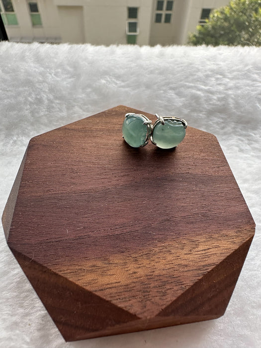 Green Jadeite Cabochon Earring Studs