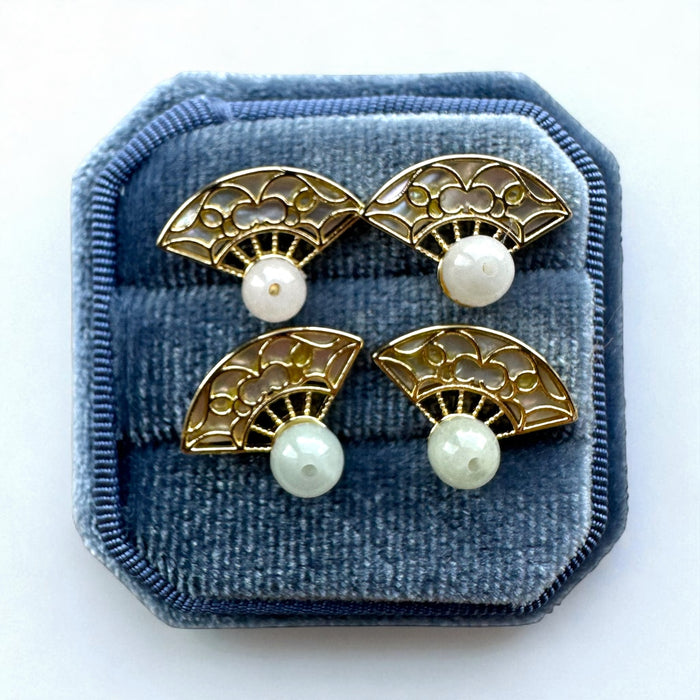 Fan Jadeite Earring Studs