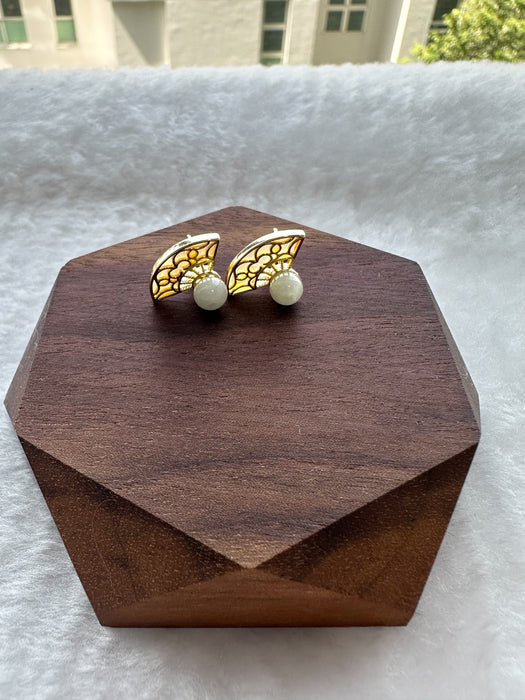 Fan Jadeite Earring Studs