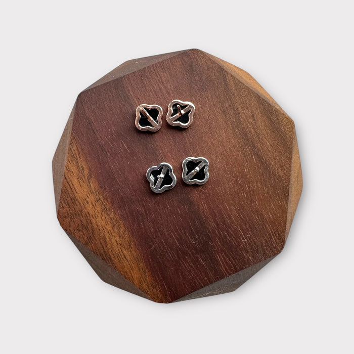 Omphacite Dainty Clover Jadeite Earring Studs