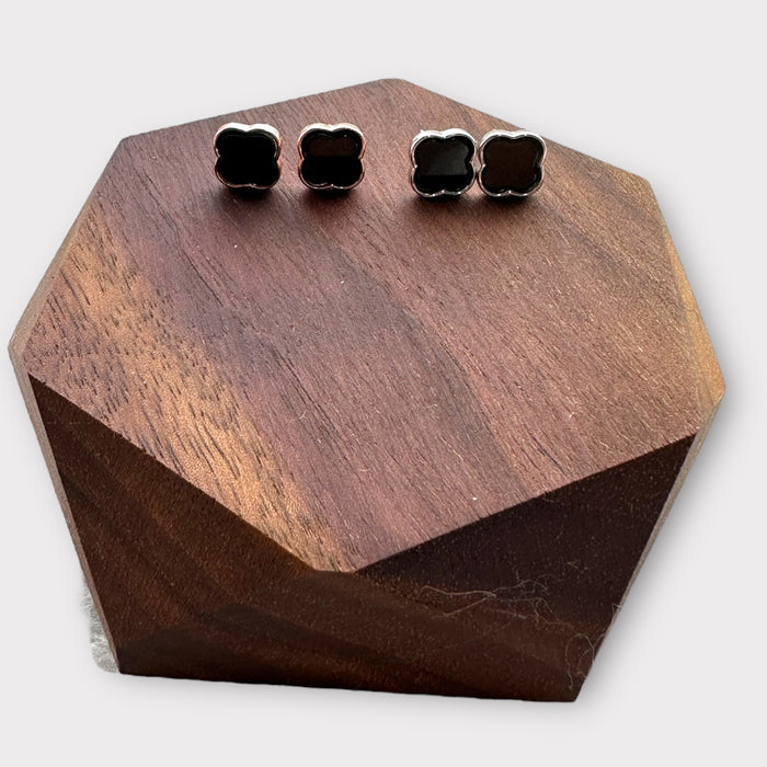 Omphacite Dainty Clover Jadeite Earring Studs