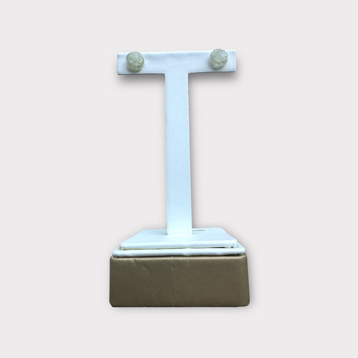 White Flower Jadeite Earring Studs