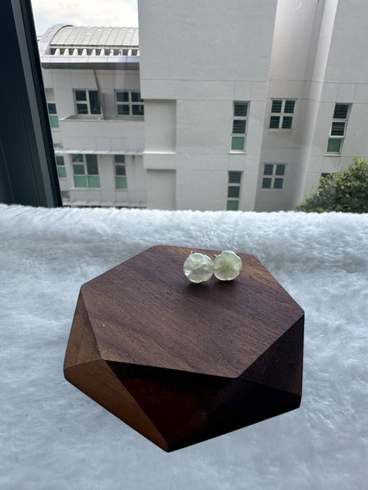 White Flower Jadeite Earring Studs