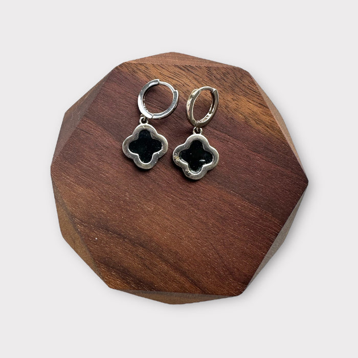 Omphacite Clover Jadeite Earring Huggies