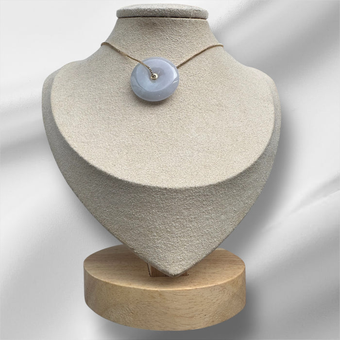 Purple Jadeite Donut Pendant - 18K Gold
