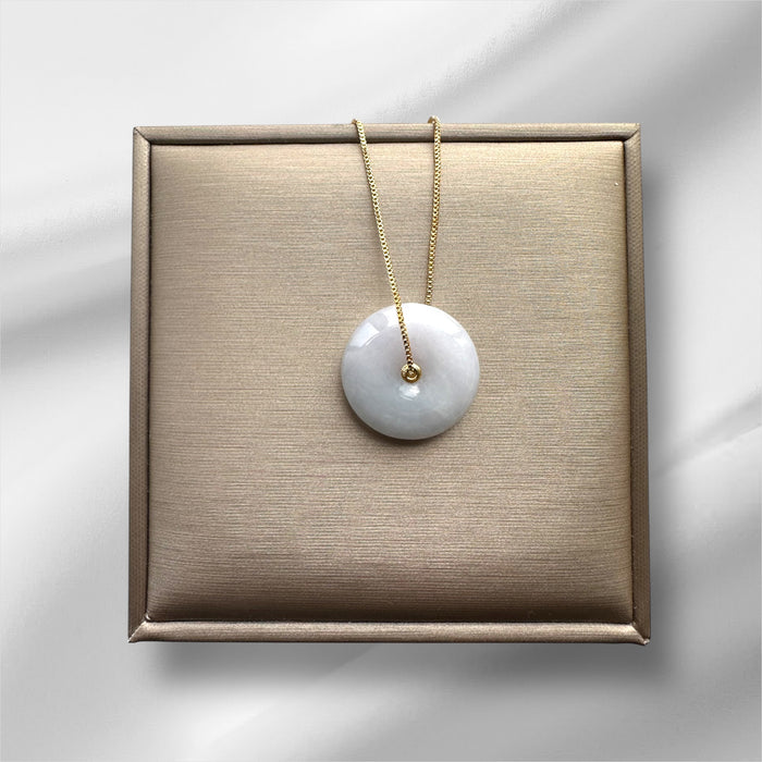 Purple Jadeite Donut Pendant - 18K Gold