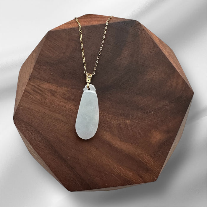 Blue Jadeite Gourd Pendant - 18K Gold