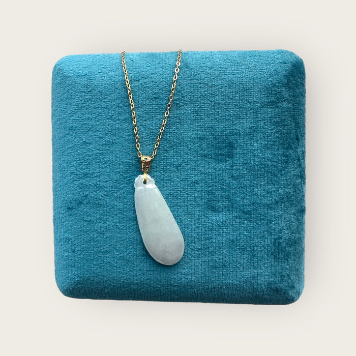 Blue Jadeite Gourd Pendant - 18K Gold