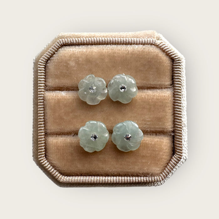 Flower Jadeite Studs