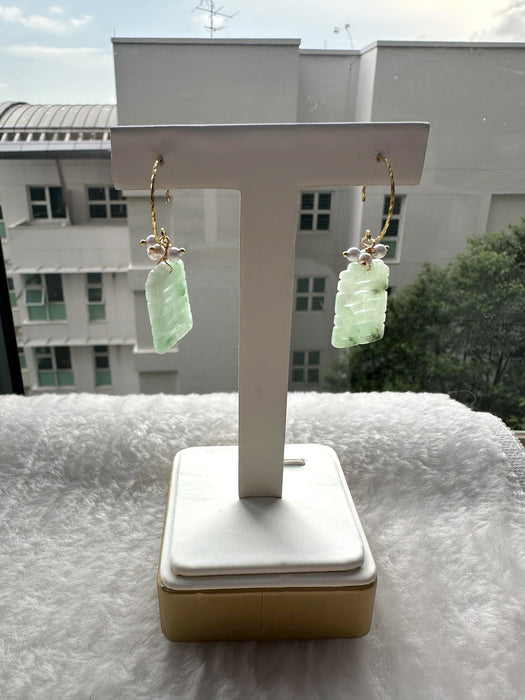 Green Xi Jadeite Earring Hooks