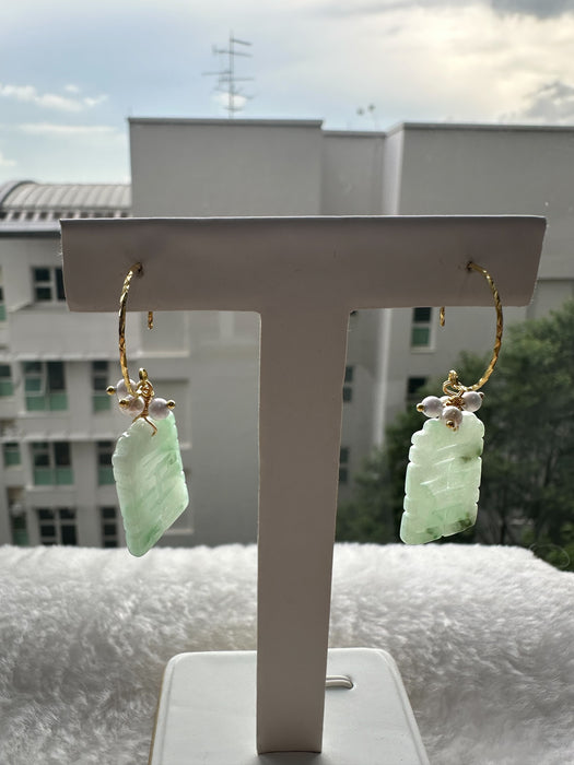 Green Xi Jadeite Earring Hooks