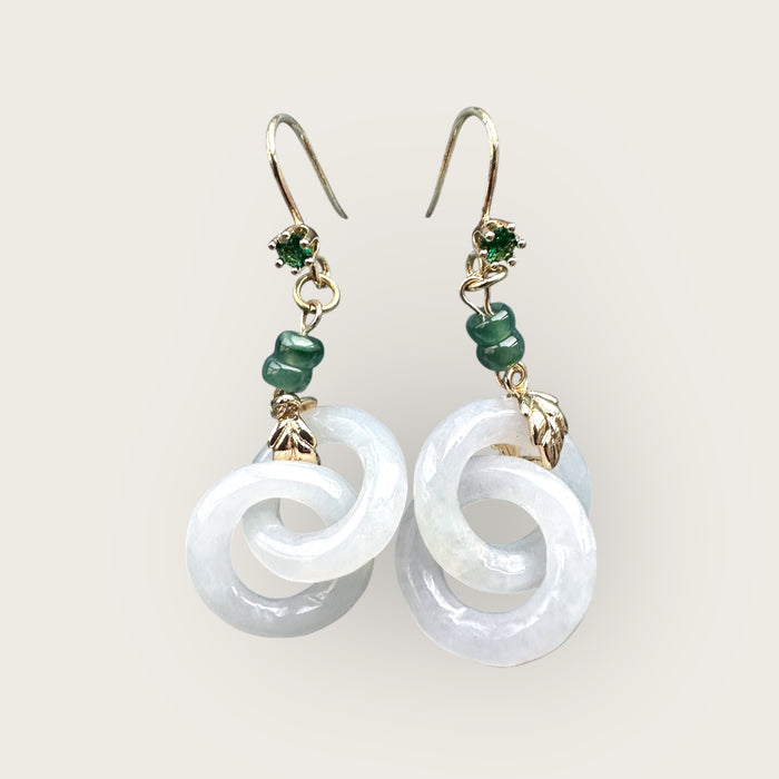 White Jadeite Interlocked Earring Hooks