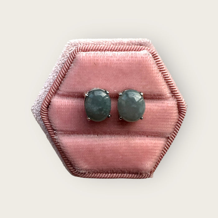 Monet Jadeite Cabochon Earring Studs