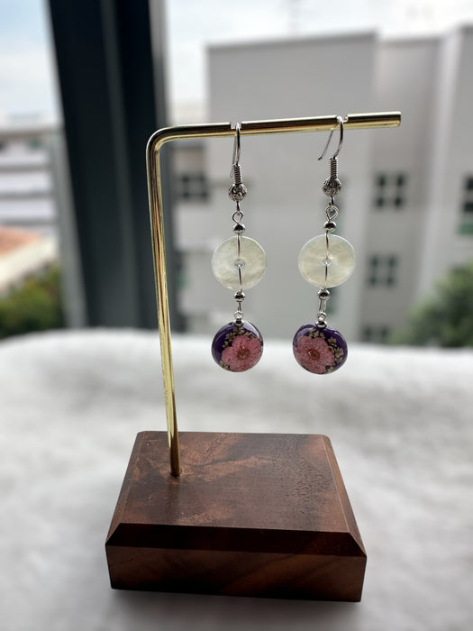 Floral Jadeite Donut Drop Earrings