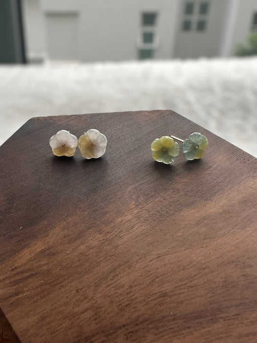 Dainty Floral Jadeite Earring Studs