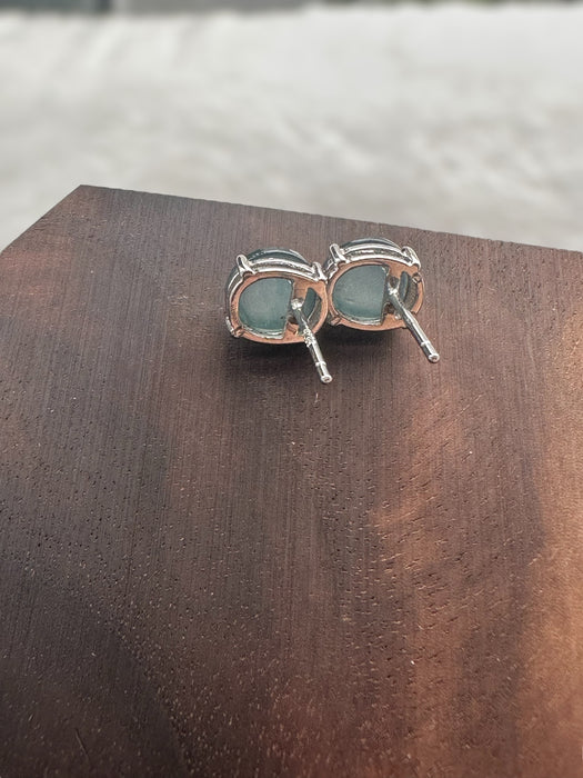 Faceted Jadeite Cabochon Earring Studs