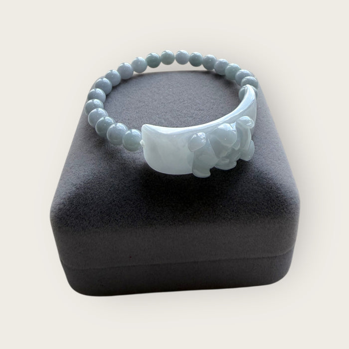 Purple Lotus Jadeite Shoupai Bead Bracelet