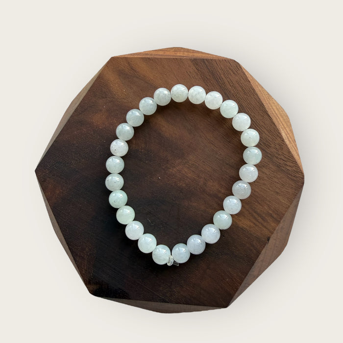 White Wuji Jadeite Bead Bracelet