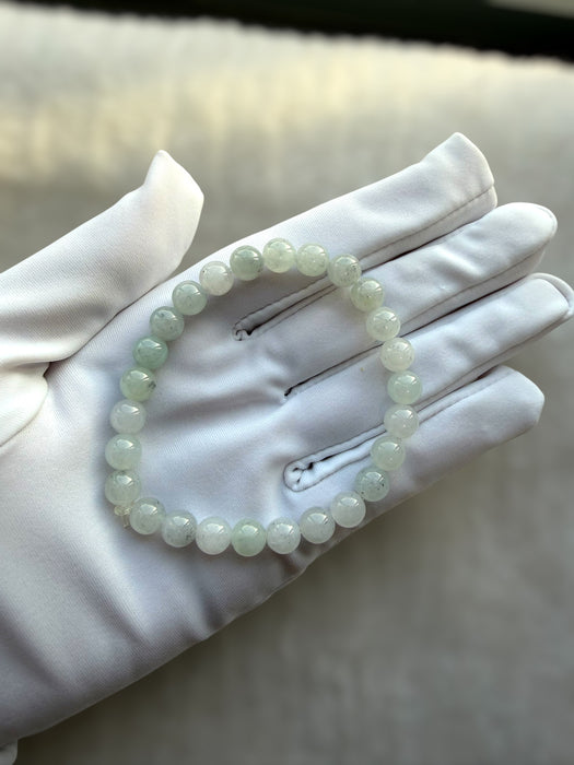 White Wuji Jadeite Bead Bracelet
