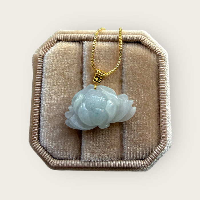 Lotus Flower Jadeite Necklace - 18K Gold
