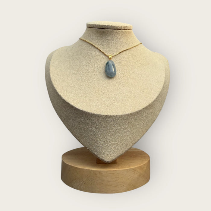 Purple Floating Flowers Gourd Jadeite Necklace - 18K Gold Hook