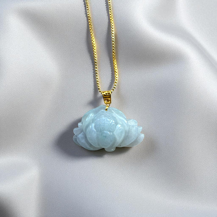 Lotus Flower Jadeite Necklace - 18K Gold