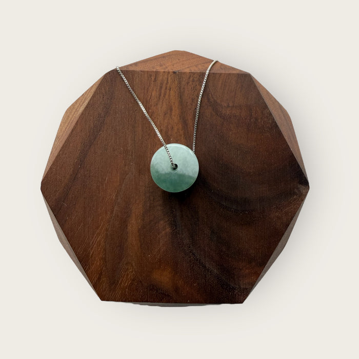 White Green Barrel Jadeite Necklace