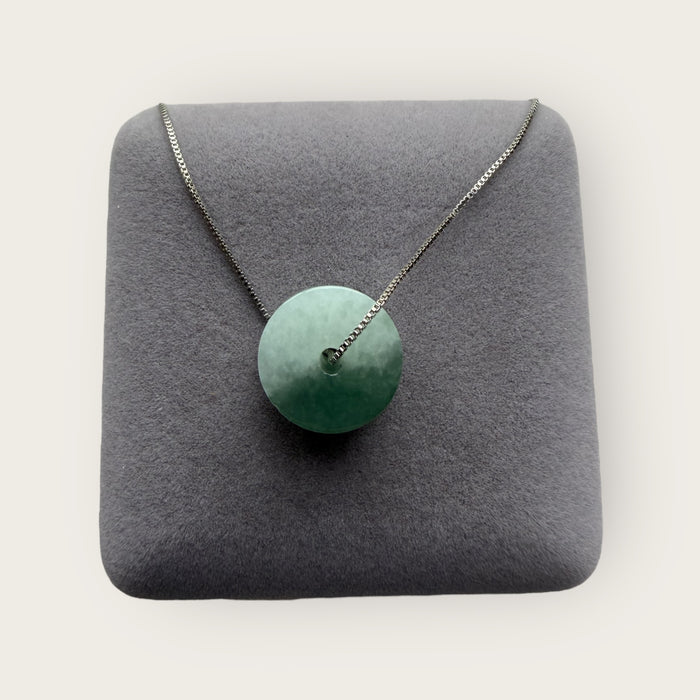 White Green Barrel Jadeite Necklace